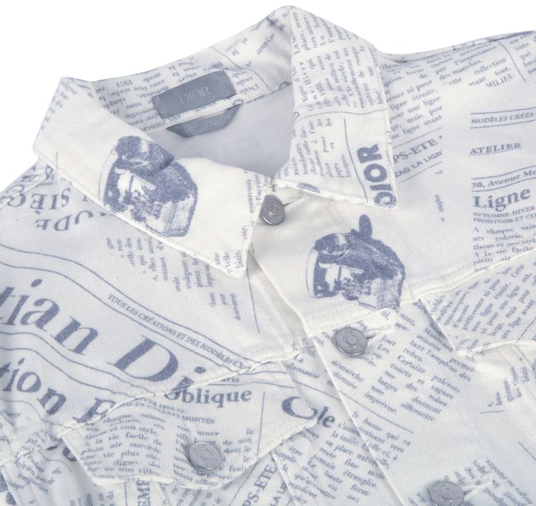 Dior Arsham Newspaper Denim Jacket White