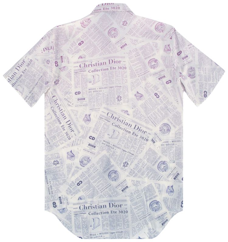 Dior Short Sleeve Newspaper Print PinkBlue