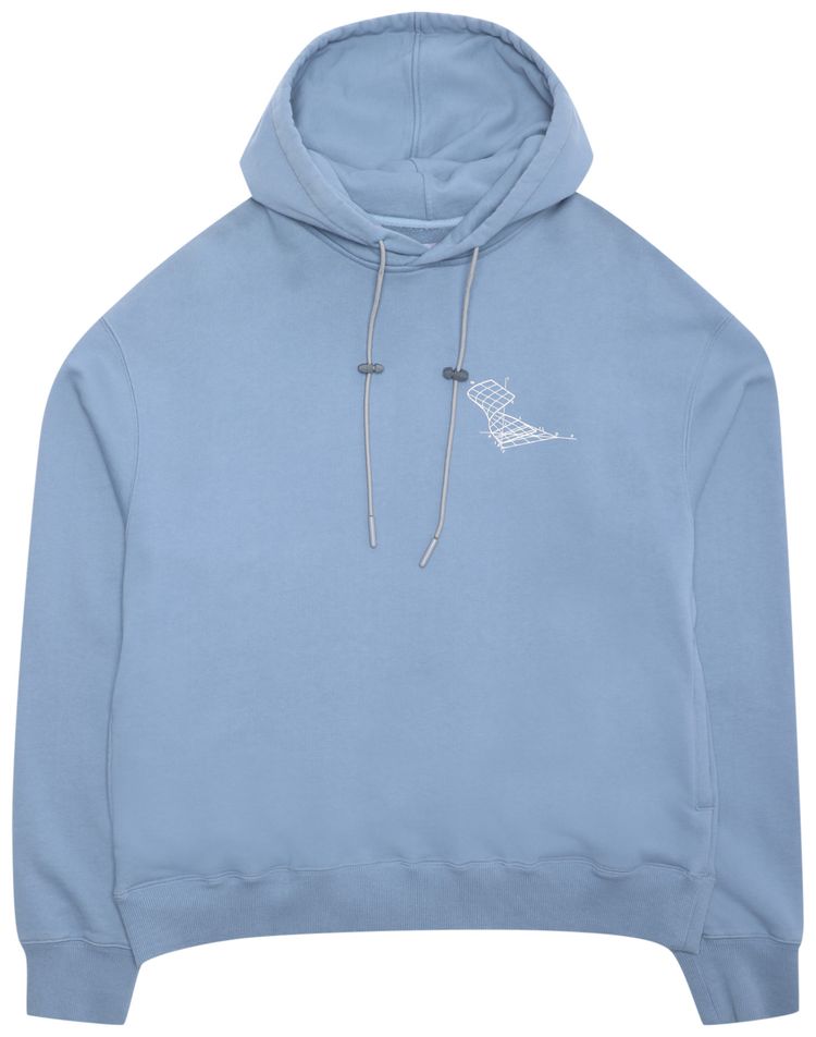C2H4 Distorted Horizon Coordinate Printed Hoodie Blue