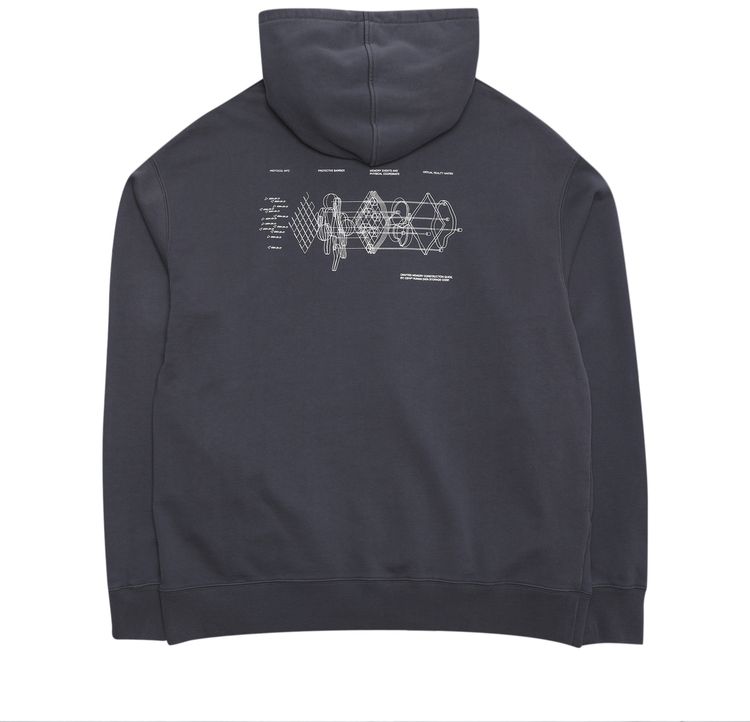 C2H4 Distorted Horizon Coordinate Printed Hoodie Grey