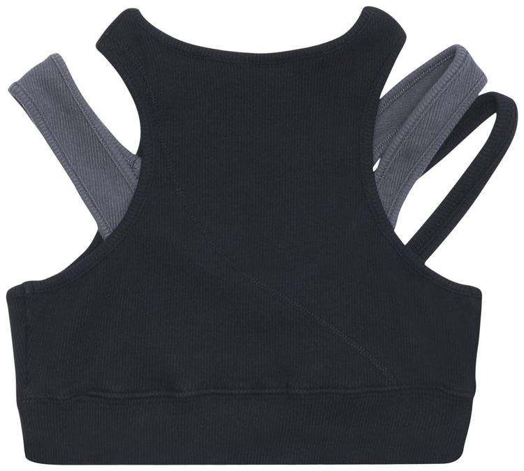 C2H4 Layered Women Sporty Bra Black