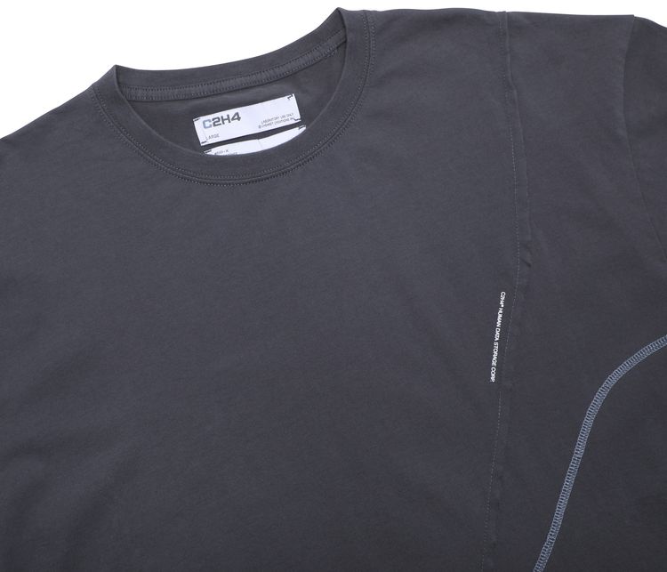 C2H4 Crooked Panelled T shirt Dark Gray