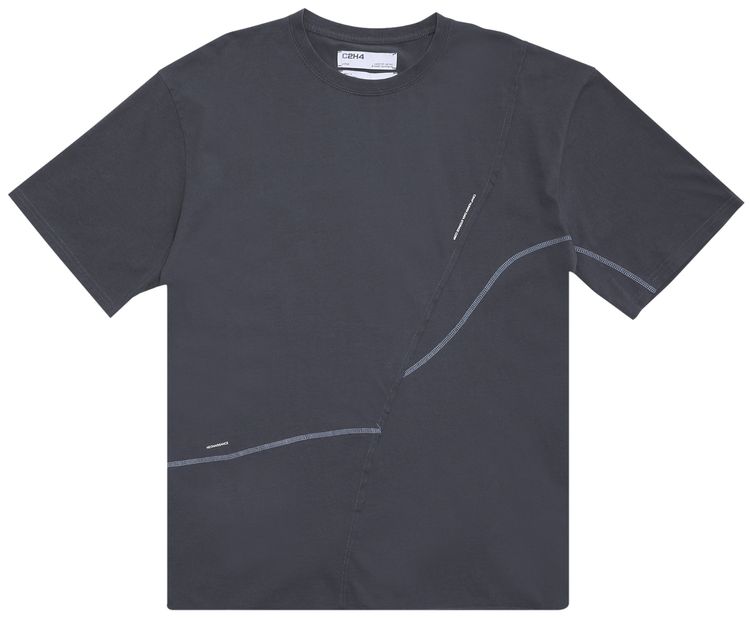 C2H4 Crooked Panelled T shirt Dark Gray