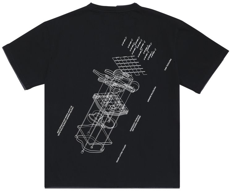 C2H4 Matrix Of Consciousness Printed Distressed Layered T shirt Black