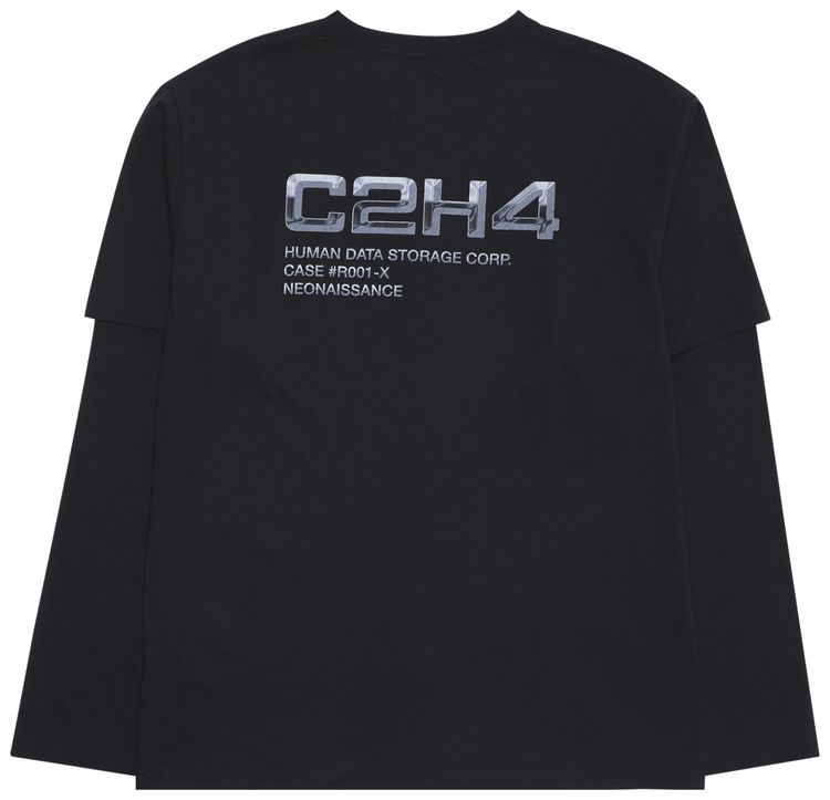 C2H4 Double Layered Long Sleeve T shirt Black