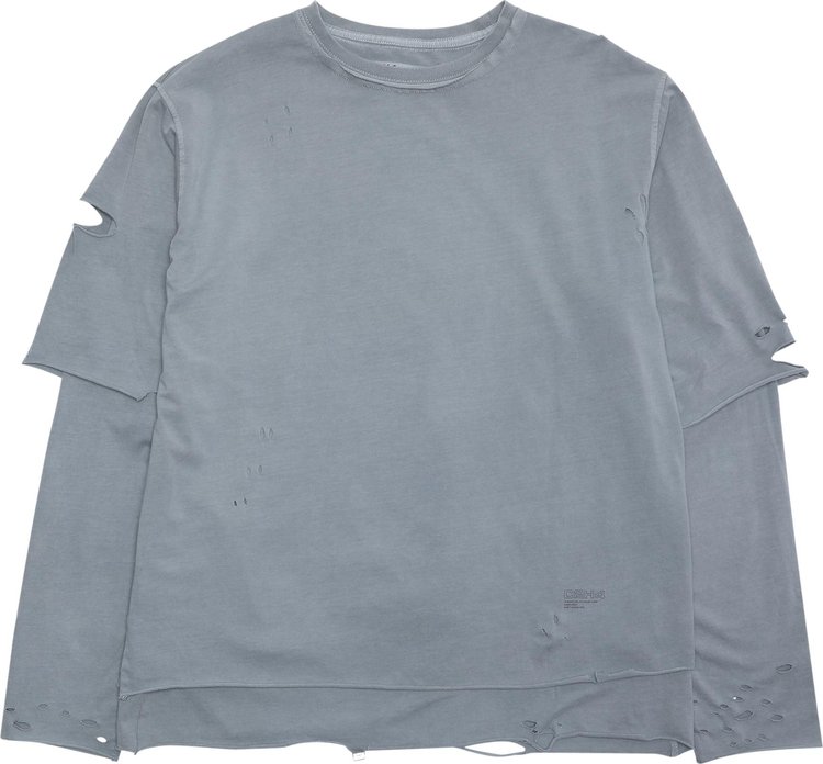 C2H4 Distressed Double Layer Long-Sleeve T-Shirt 'Neutral Gray'