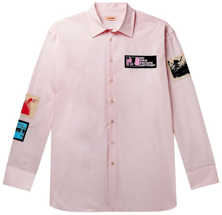 Raf Simons Oversized Shirt With Patches Pink