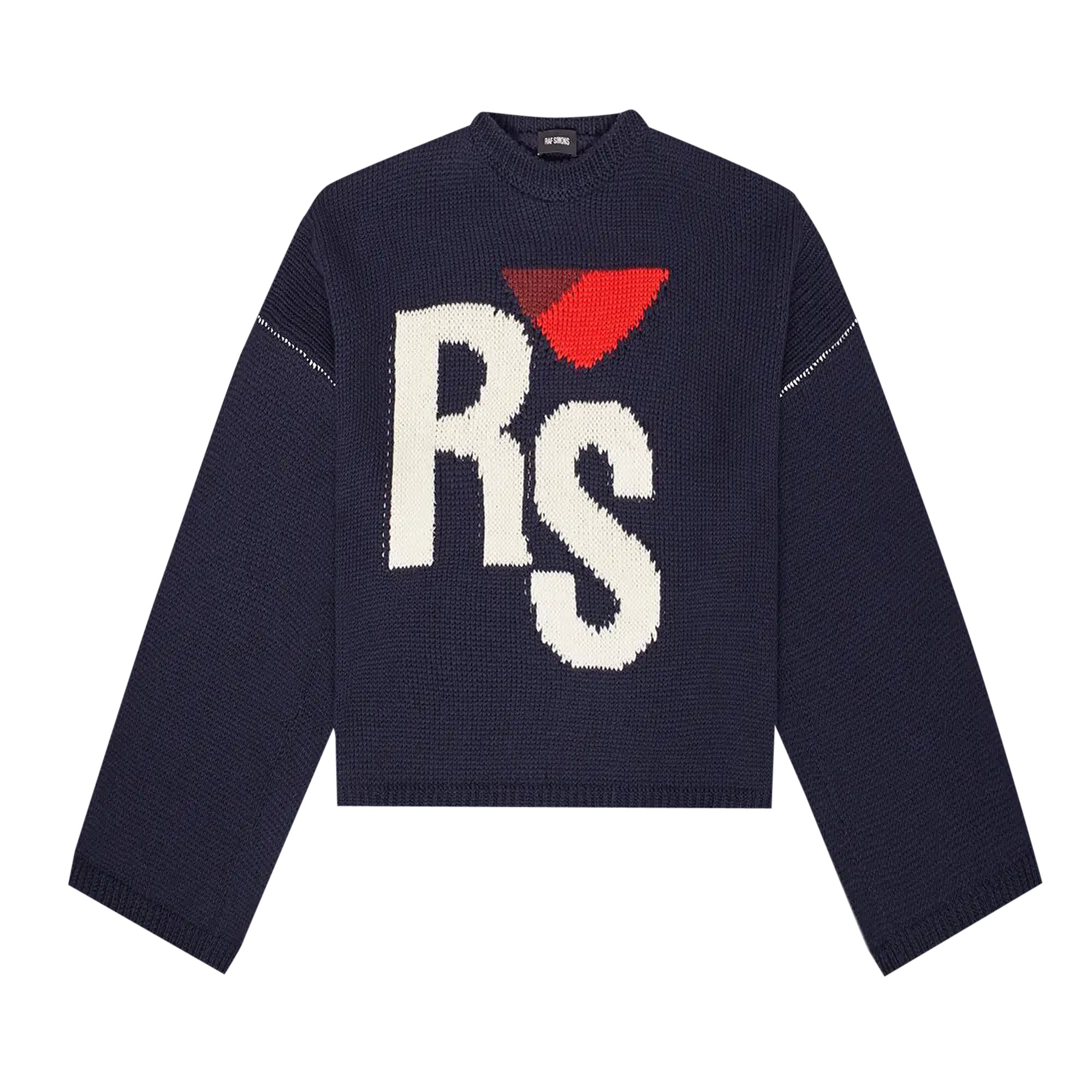 Buy Raf Simons Cropped Oversized RS Crew Knit 'Dark Navy' - 192 