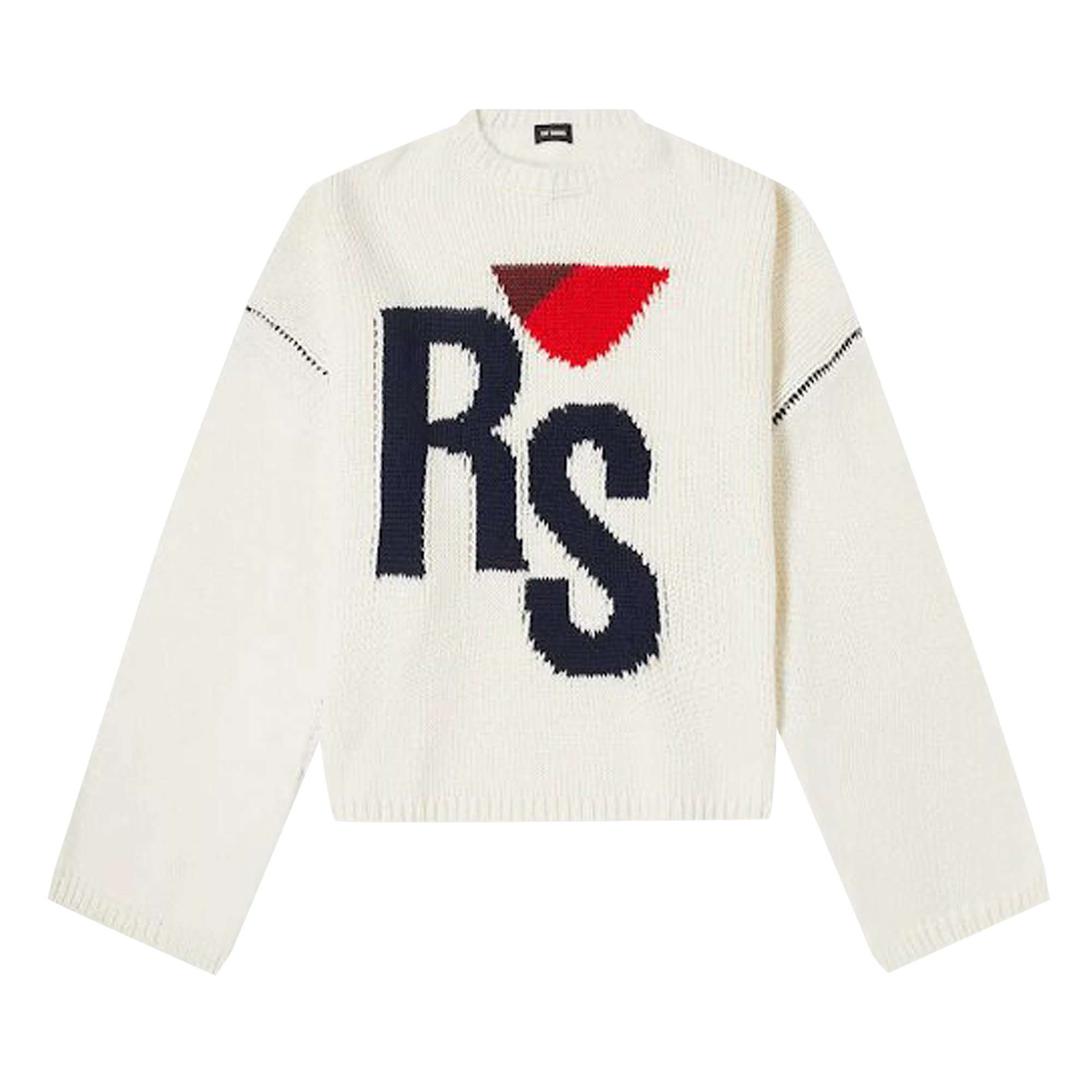 Buy Raf Simons Cropped Oversized RS Crew Knit 'Off White