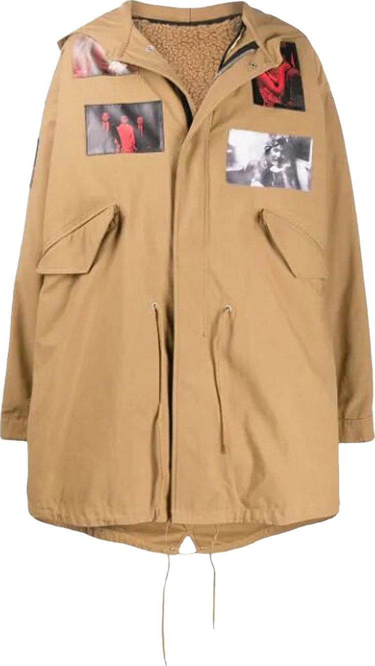 Raf Simons Patch Oversized Coat Tan