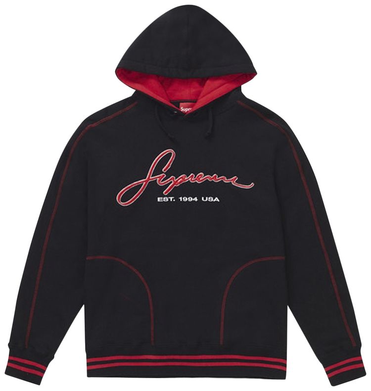 Contrast embroidered hooded sweatshirt supreme Clearance
