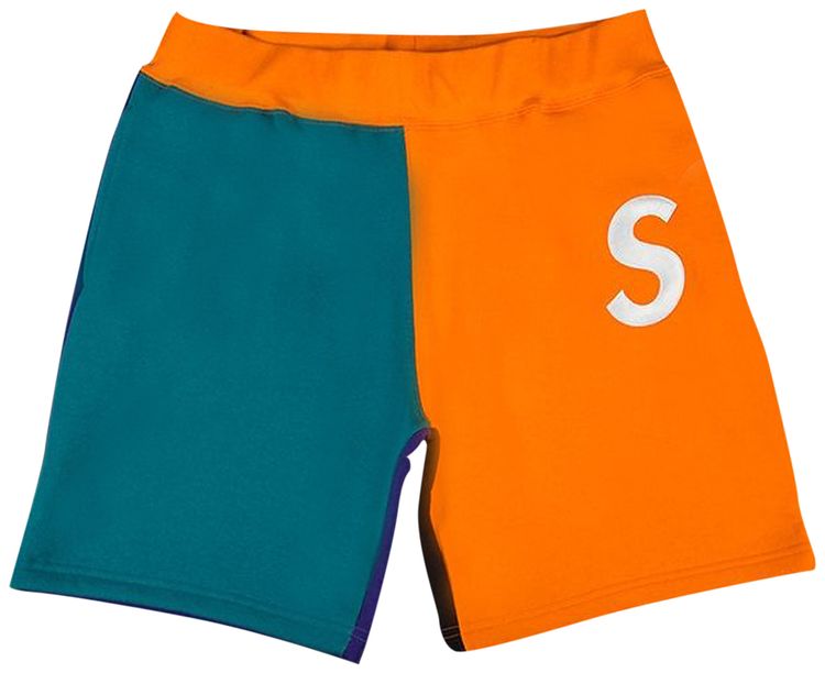 Supreme S Logo Colorblocked Sweatshort Orange