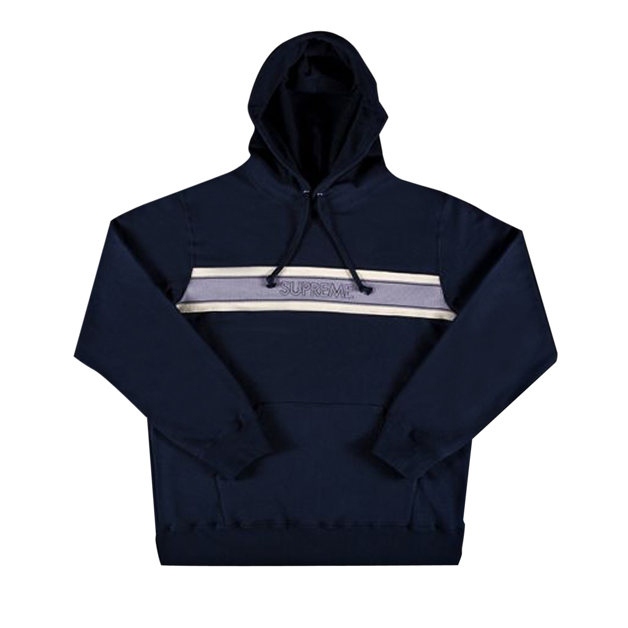Buy Supreme Chest Stripe Logo Hooded Sweatshirt 'Navy' - SS19SW37