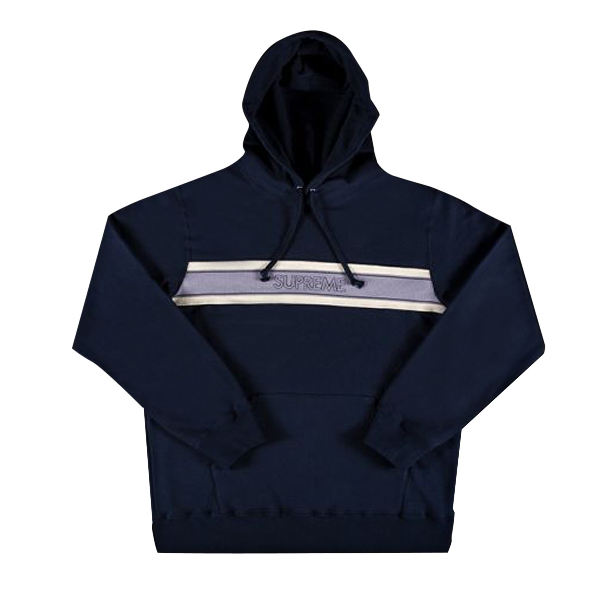 Buy Supreme Chest Stripe Logo Hooded Sweatshirt 'Navy' - SS19SW37 NAVY |  GOAT