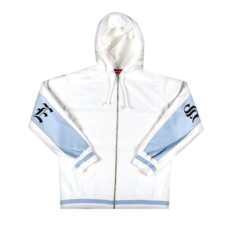 Buy Supreme Old English Stripe Zip Up Hooded Sweatshirt 