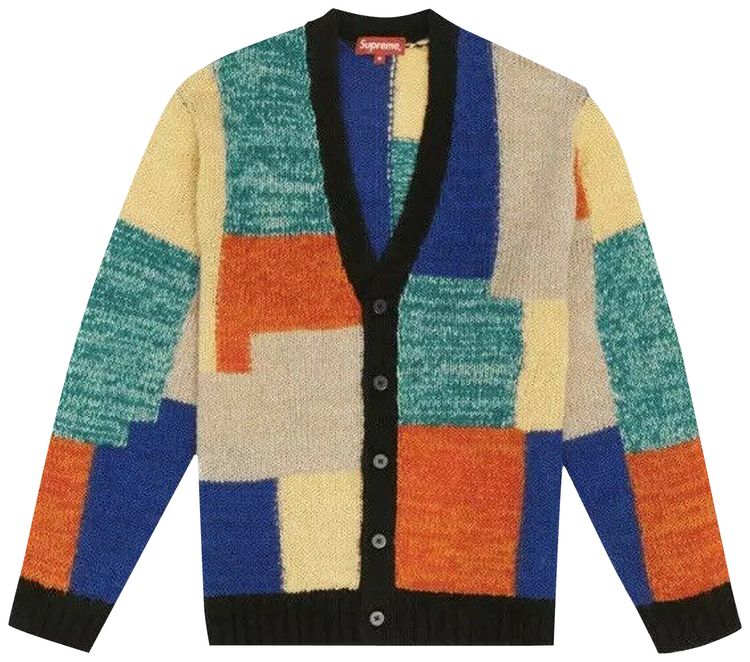 Supreme Patchwork Mohair Cardigan Multicolor