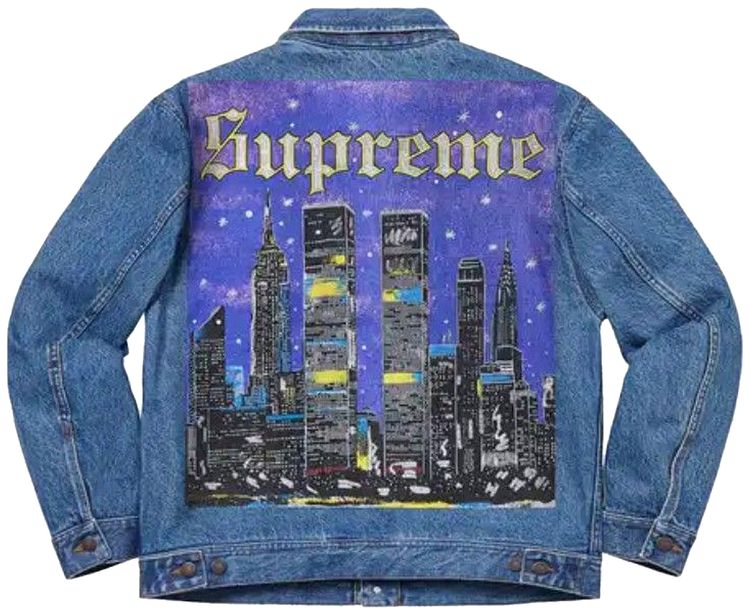 Supreme New York Painted Trucker Jacket Blue
