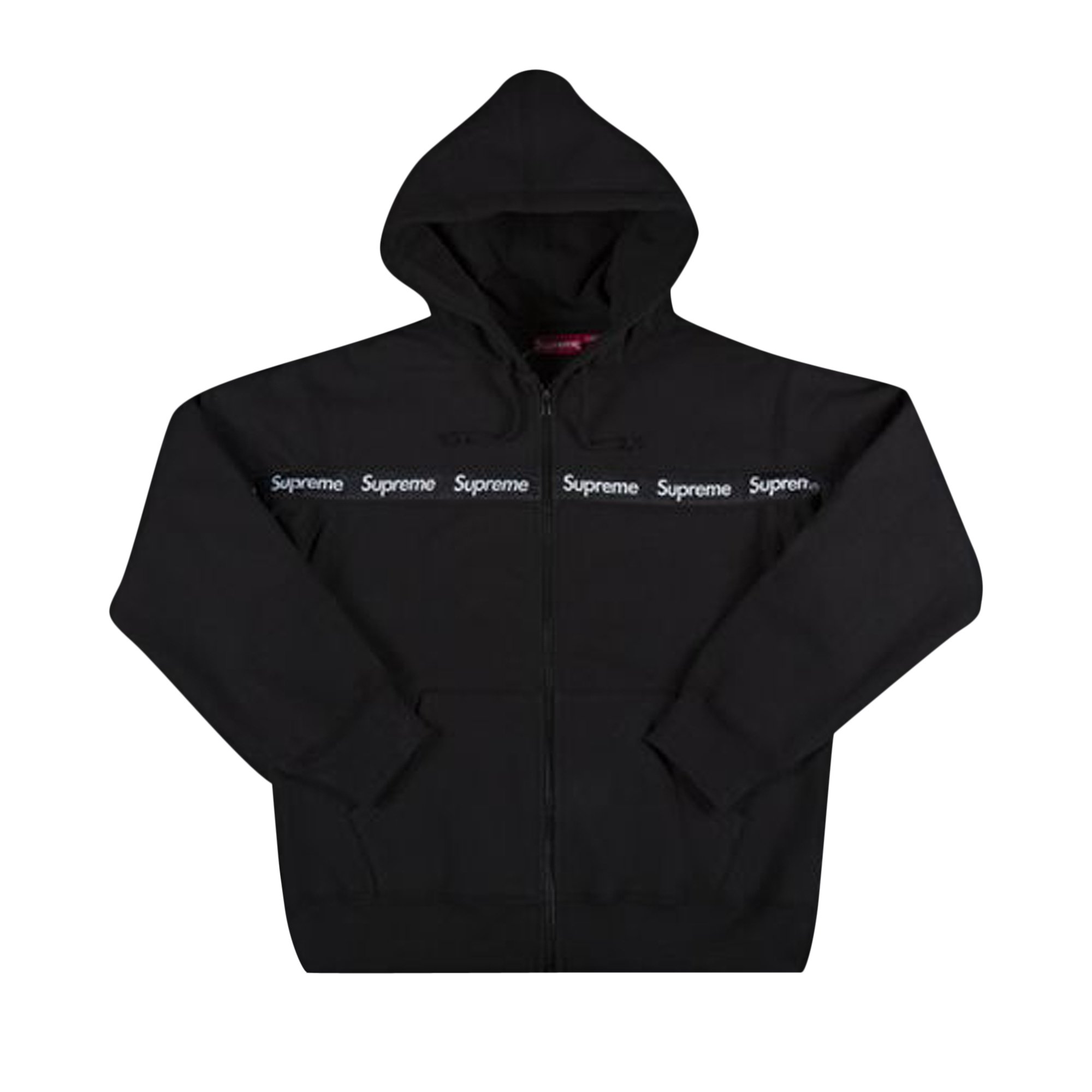 Supreme Text Stripe Zip Up Hooded Sweatshirt 'Black'