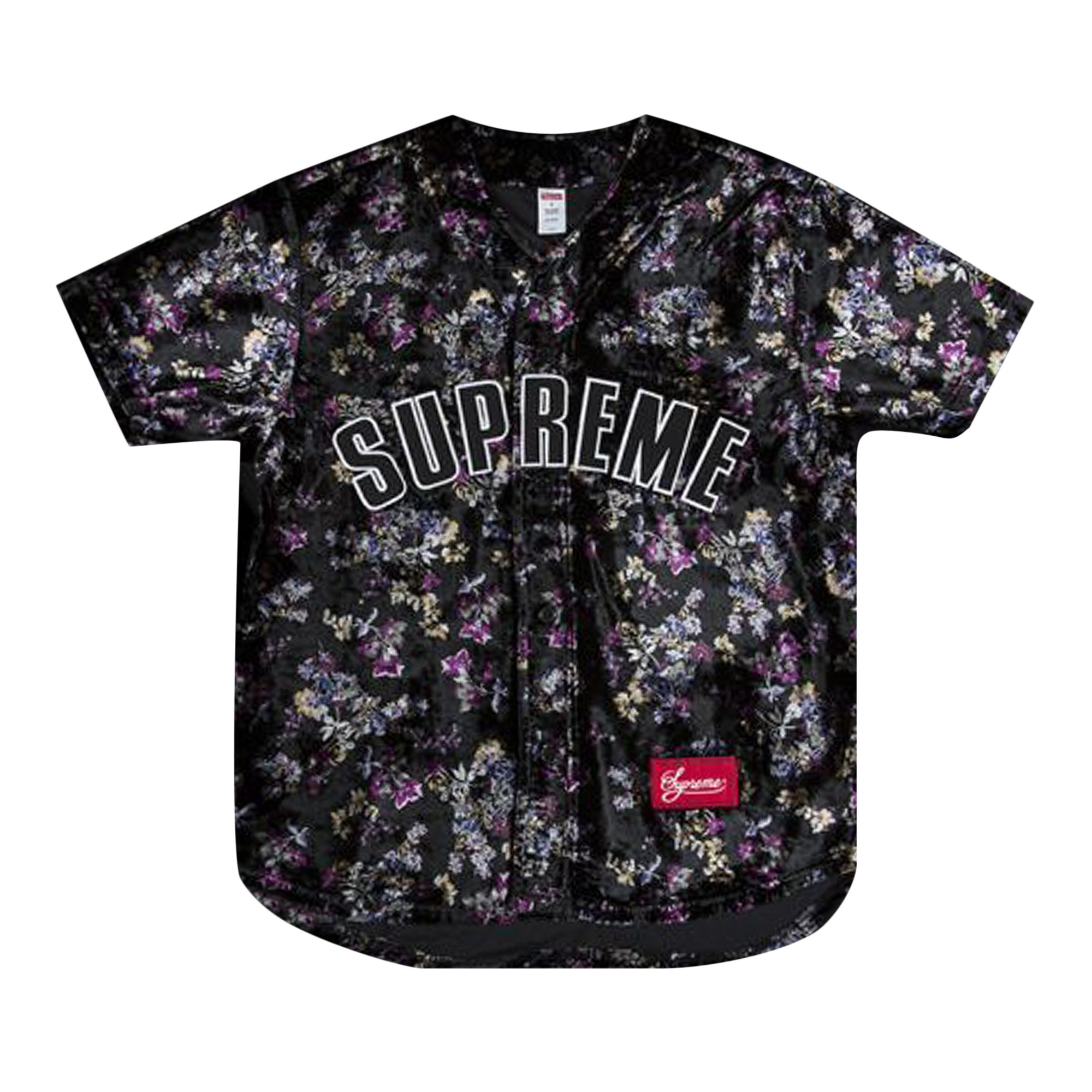 Supreme Floral Velour Baseball Jersey 'Black'