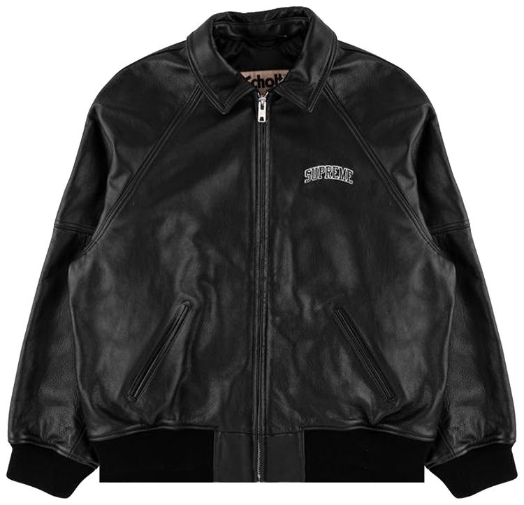Supreme Martin Wong Leather Varsity Black