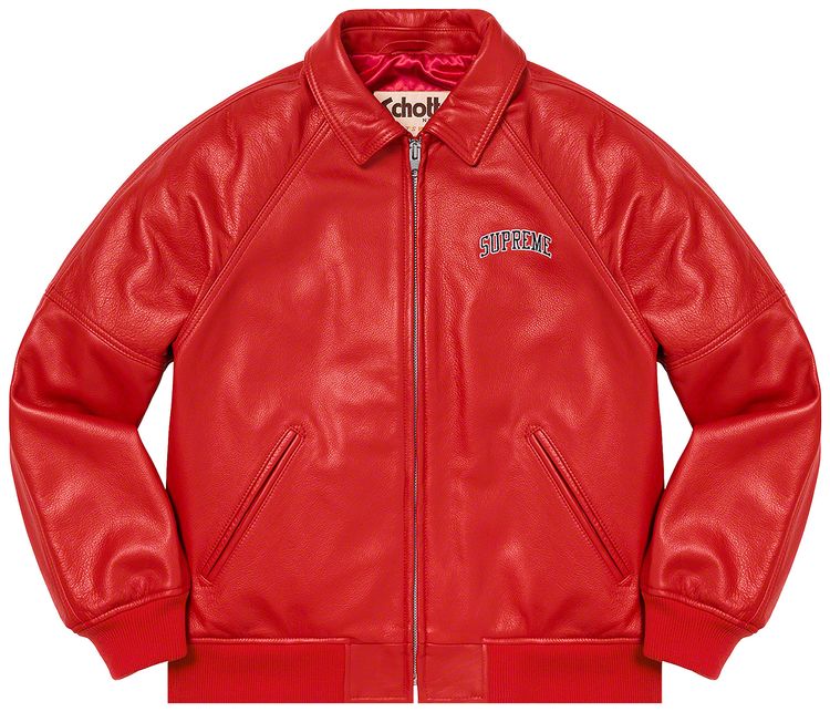 Supreme Martin Wong Leather Varsity Red