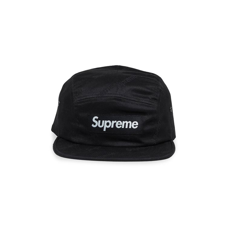 Supreme Jacquard Logos Twill Camp Cap Black