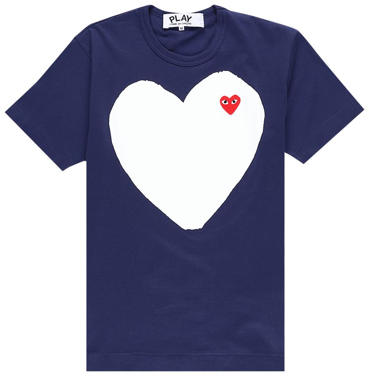 Comme des Garcons PLAY Solid Heart Logo T Shirt Navy