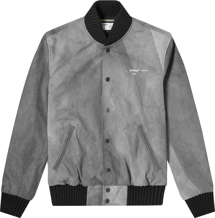 OFF-WHITE Leather Varsity Jacket Grey –