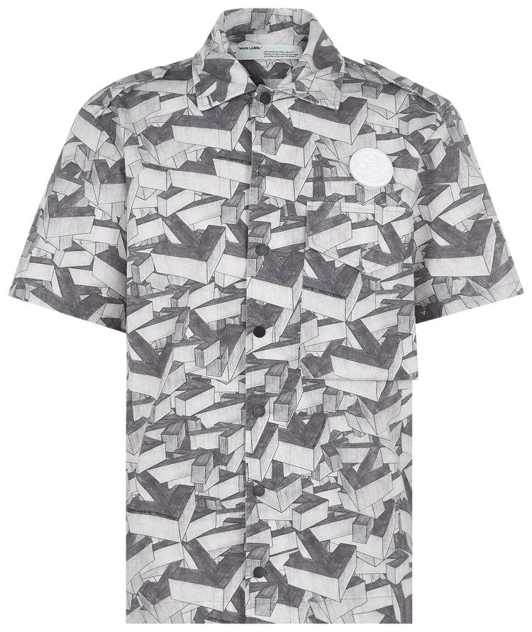 Off White Arrows Pattern Short Sleeve Shirt All Over Medium Grey
