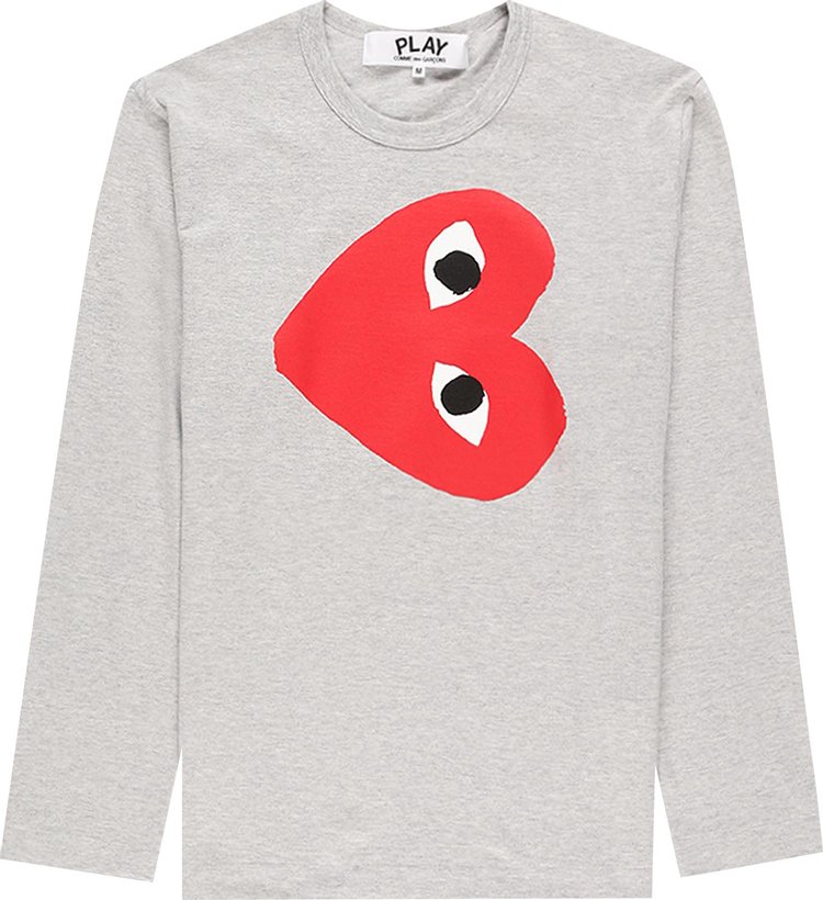 Comme des Garçons Long-Sleeve Play T-Shirt With Sideways Red Heart 'Grey'