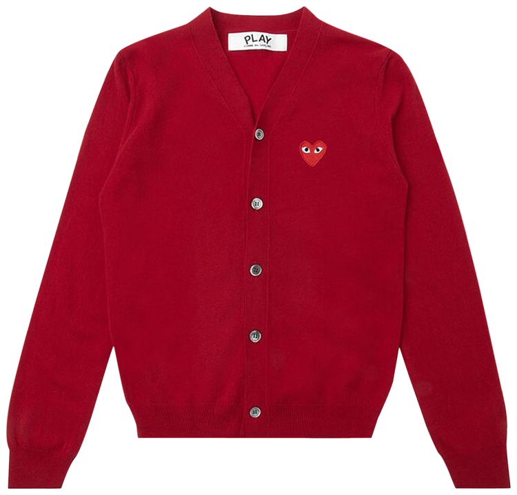 Comme des Garcons PLAY Knit Cardigan Red Heart Red