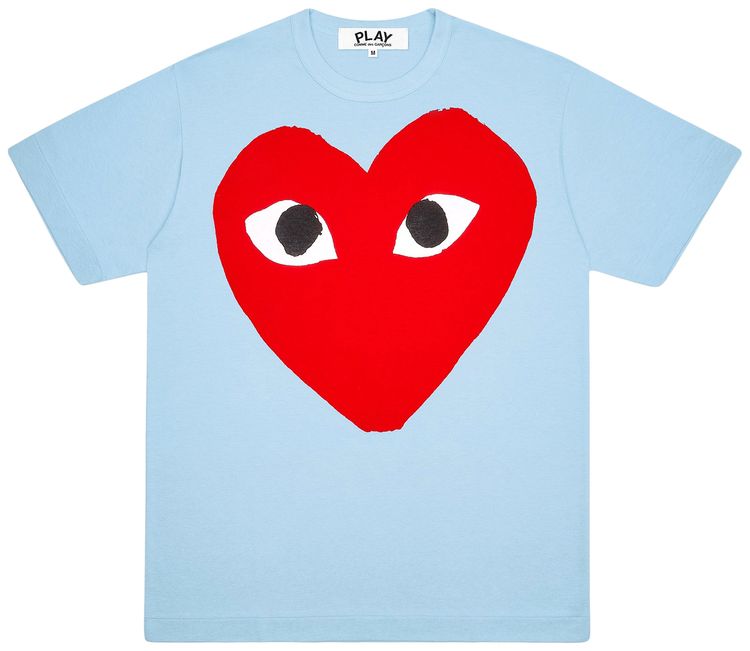 Comme des Garcons PLAY Pastelle Red Logo T Shirt Blue