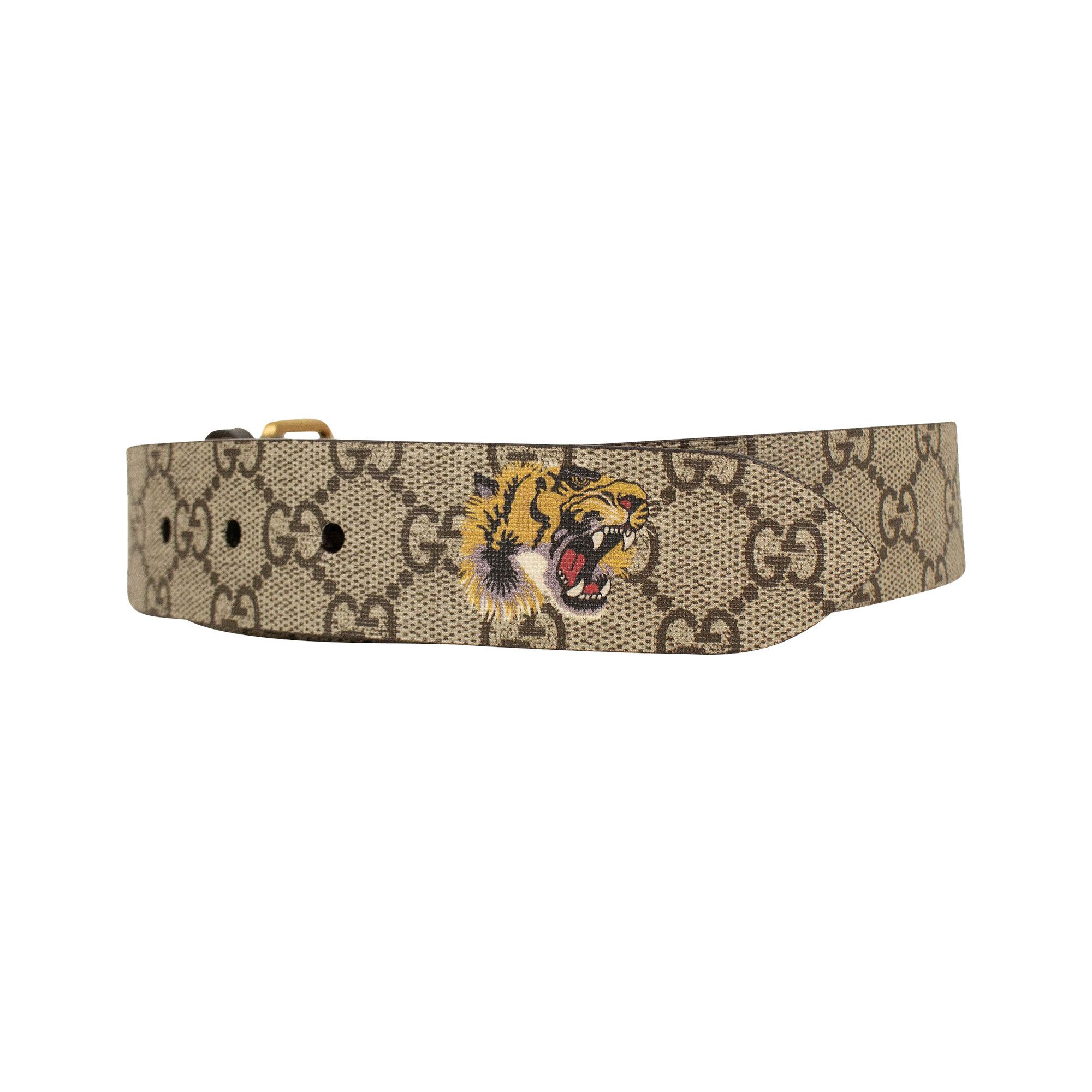 Buy Gucci Tiger Print GG Supreme Leather Belt Beige 434520 K5W1T 8692 GOAT