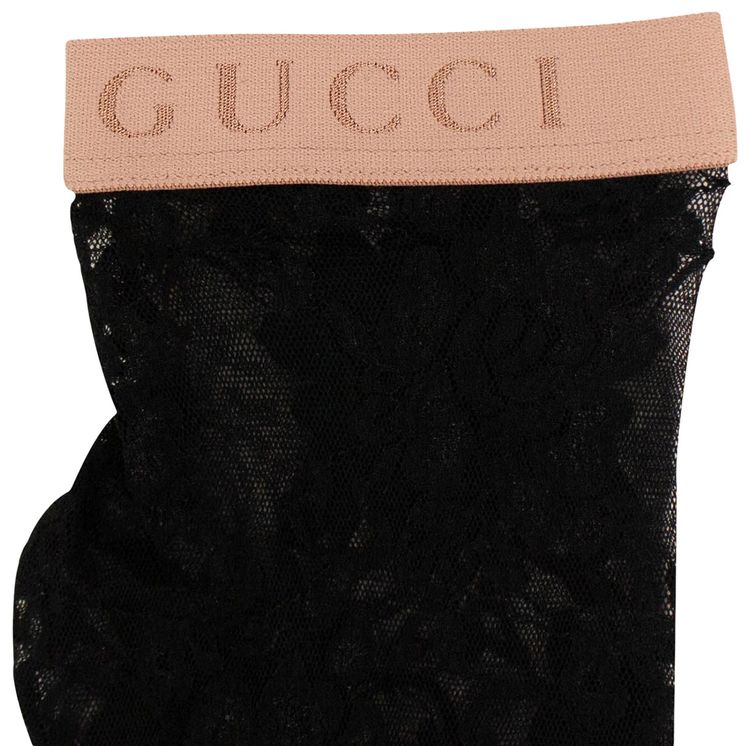 Gucci Floral Lace Ankle Socks Black