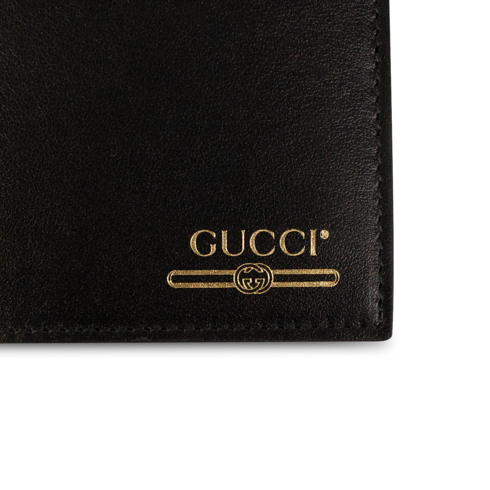 Buy Gucci Gold Logo Smooth Leather Wallet 'Black' - 547585
