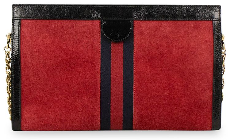 Gucci Suede With Patent Leather Ophidia Small Shoulder Bag Red