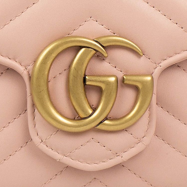 Gucci Quilted GG Marmont Matelasse Leather Mini Shoulder Bag Pink