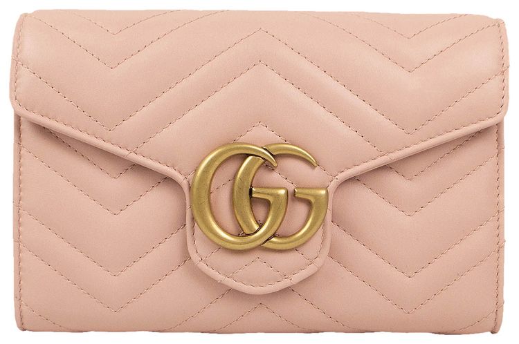 Gucci Quilted GG Marmont Matelasse Leather Mini Shoulder Bag Pink