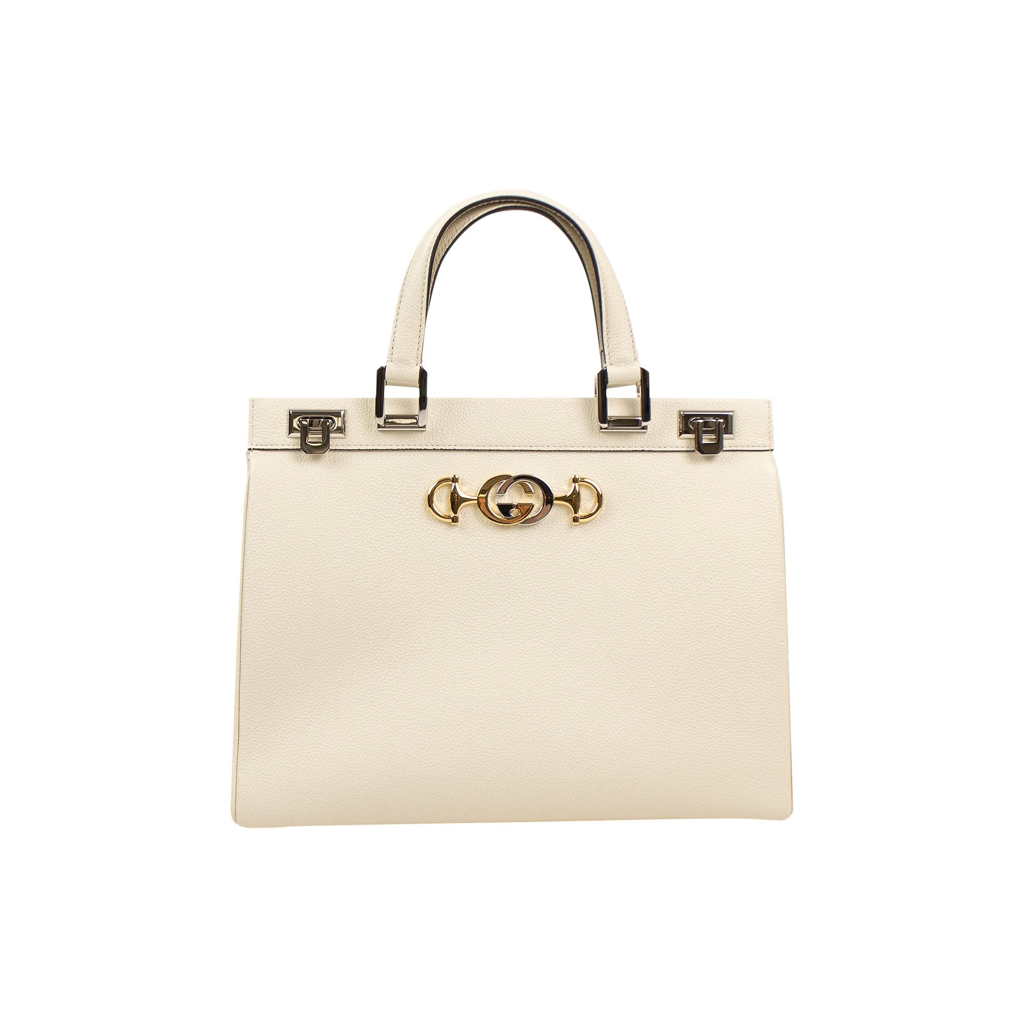 Buy Gucci Zumi Grainy Leather Medium Top Handle Bag White 564714 1B90X 9022 GOAT
