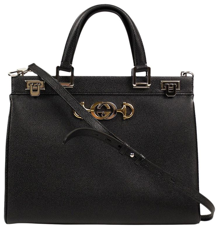 Gucci Zumi Grainy Leather Medium Top Handle Bag Black