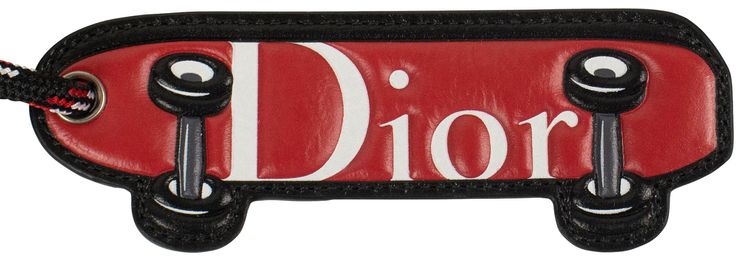 Dior Leather Skateboard Key Chain RedBlack