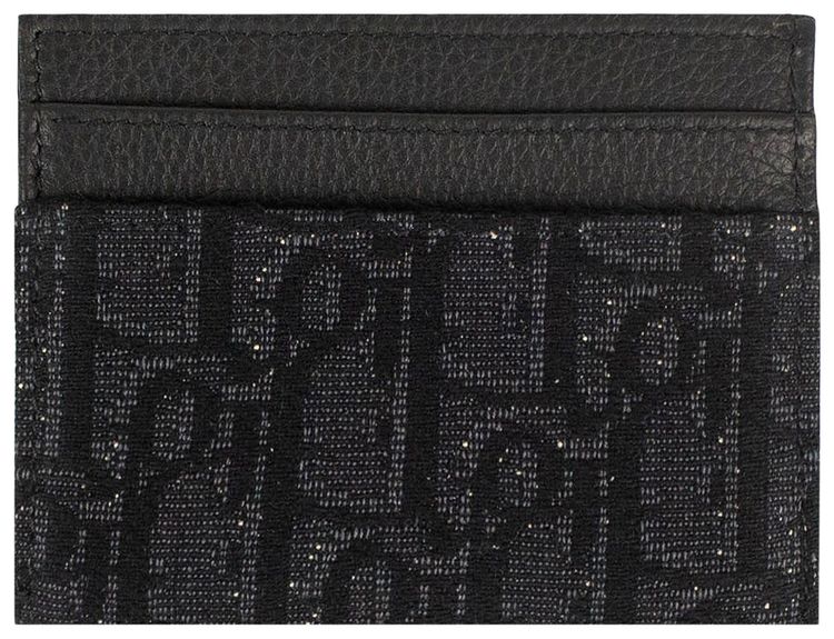 Dior Oblique Jacquard Print Double Sided Flap Card Holder Black