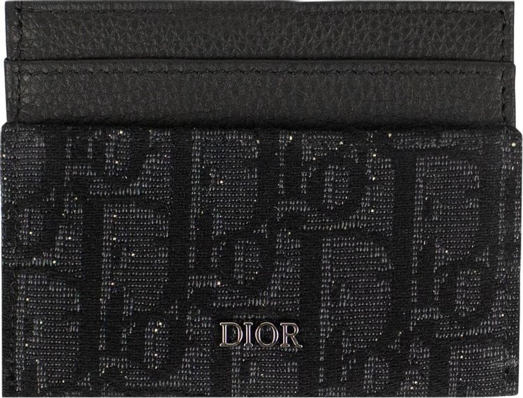 Dior Oblique Jacquard Print Double Sided Flap Card Holder 'Black'