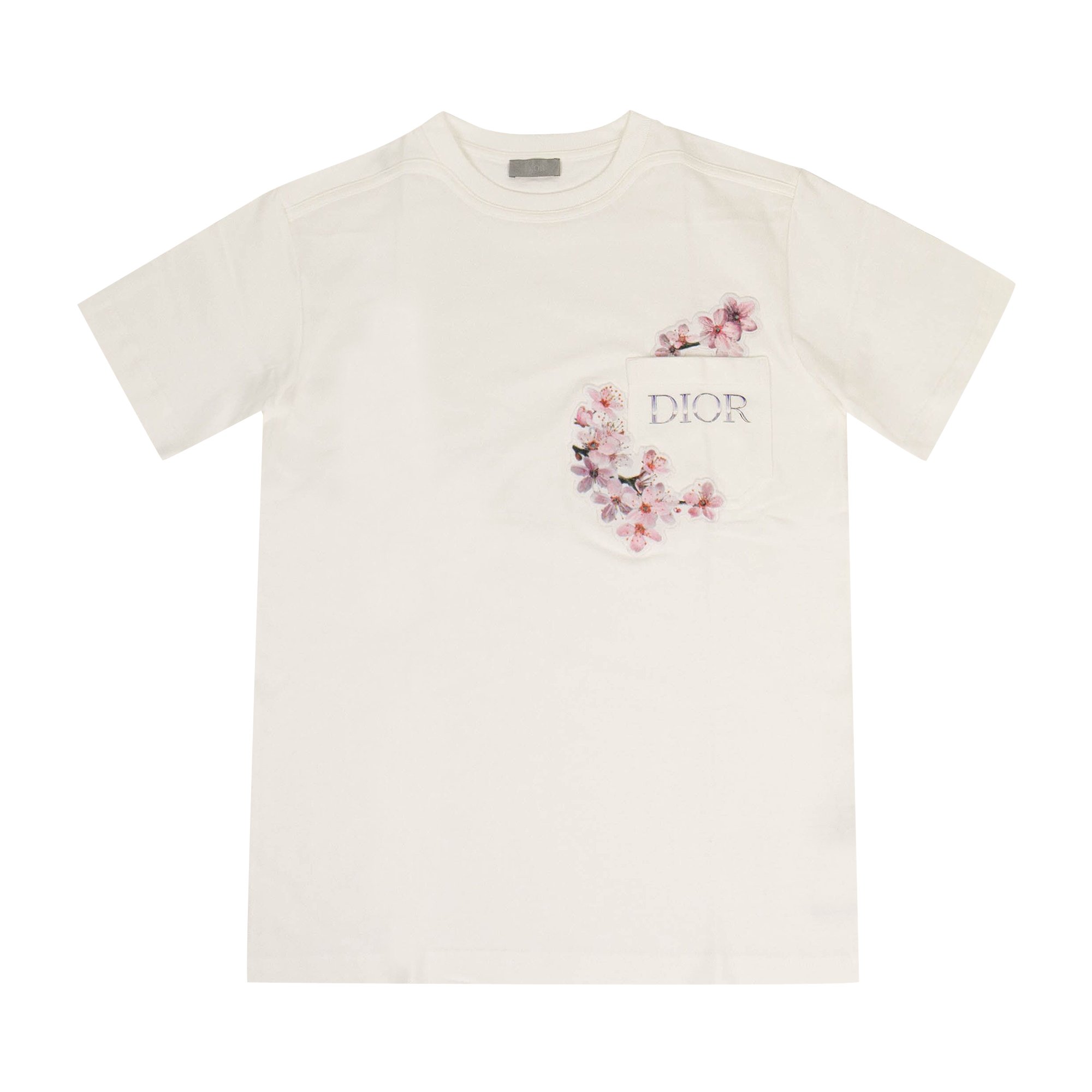Dior White Floral Logo Embroidered Tee  Savonches
