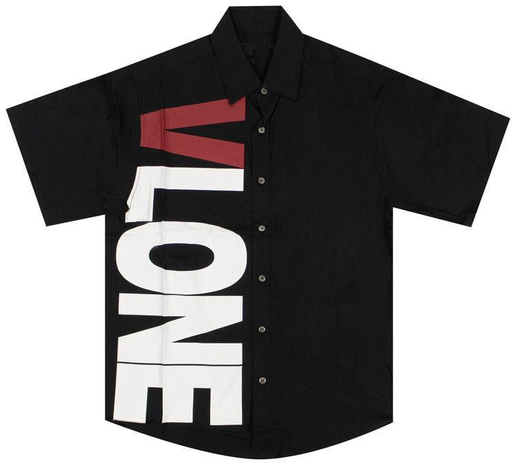 Vlone Short Sleeve Shirt Sideways Button Up Black