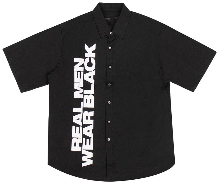Vlone Real Men Wear Black Short Sleeve Button Up Shirt Black