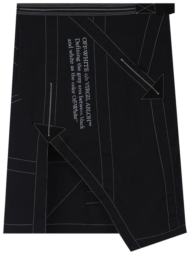 Off White Nylon Parachute Skirt BlackWhite