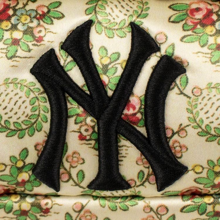 Gucci Satin NY Yankees Floral Oversized Belt Bag Beige