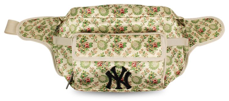 Gucci Satin NY Yankees Floral Oversized Belt Bag Beige