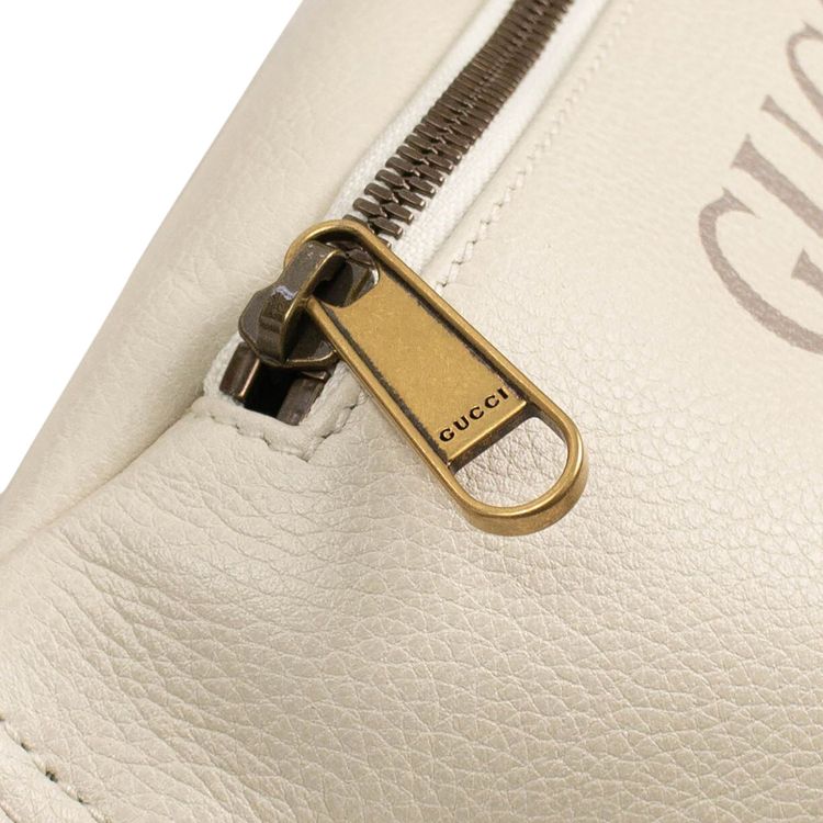 Gucci Vintage Logo Print Leather Belt Bag White